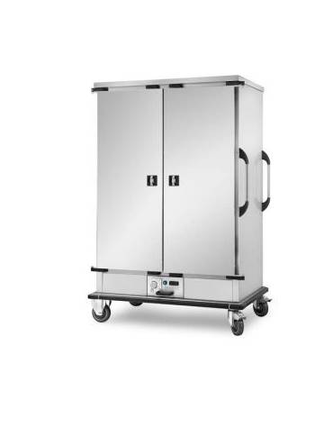 Carrello portateglie riscaldato con guide stampate - inox 18/10 AISI 304 -  GN 2/1 o 1/1 - 46 teglie - cm 133,5x86x199,5h