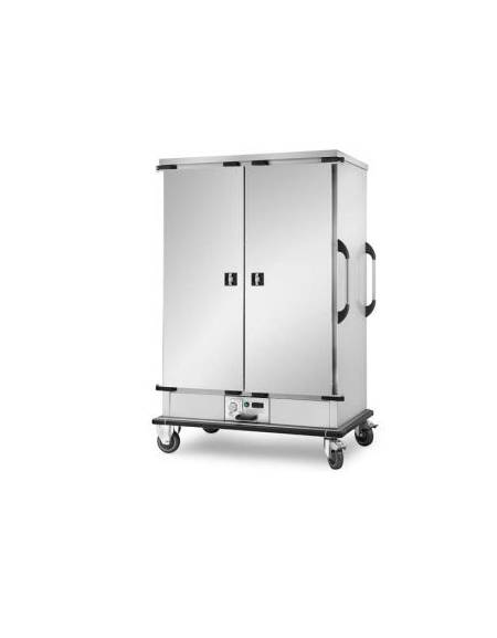 Carrello portateglie riscaldato con guide stampate - inox 18/10 AISI 304 -  GN 2/1 o 1/1 - 46 teglie - cm 133,5x86x199,5h