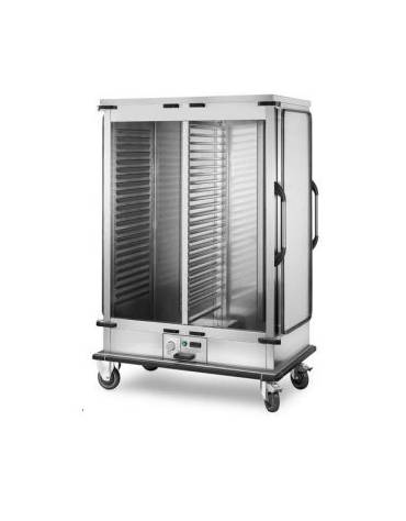 Carrello portateglie riscaldato con guide stampate - inox 18/10 AISI 304 -  GN 2/1 o 1/1 - 46 teglie - cm 133,5x86x199,5h