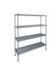 Scaffale con montanti in alluminio e 4 ripiani in polietilene per cella frigorifera o magazzino cm 60x50x200h