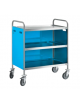 Carrello di servizio inox 18/10 con 2 ripiani saldati e pannellature 3 lati removibili in AISI430 colore a scelta - cm 89x59x90h