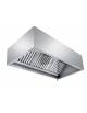 Cappa professionale a parete cubica inox AISI 304 con filtri a labirinto per cucine professionali SENZA MOTORE - cm 120x90x45h