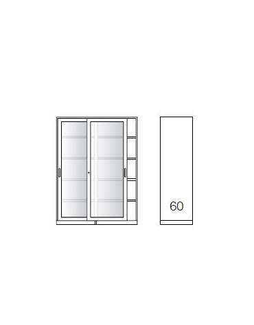 ARMADIO METALLICO CON ANTE SCORREVOLI IN VETRO TEMPERATO CON SERRATURA - CM 180x60x200h