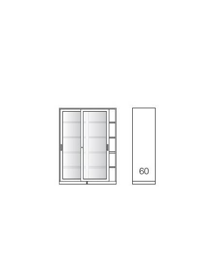 ARMADIO METALLICO CON ANTE SCORREVOLI IN VETRO TEMPERATO CON SERRATURA - CM 180x60x200h