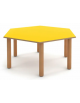 TAVOLO ESAGONALE PRIMAVERA IN LEGNO MULTISTRATO DI BETULLA - PIANO COLORE A SCELTA - cm 130x112x46h