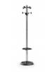 Appendiabiti a colonna da terra per ufficio con stelo cromato e 8 pomoli in nero - Con portaombrelli