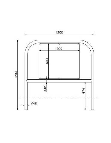 Barriera con piegatura a freddo di tubolare in acciaio Ø48 a forma di U rovesciato, con traverso, da inghisare - cm 60x100h