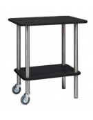 Carrello gueridon - 2 piani in nobilato colore Carbon e struttura in acciaio inox - cm 70x50x78h