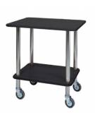 Carrello gueridon - 2 piani in nobilato colore Carbon e struttura in acciaio inox con 4 ruote - cm 70x50x78h