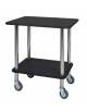 Carrello gueridon - 2 piani in nobilato colore Carbon e struttura in acciaio inox con 4 ruote - cm 70x50x78h