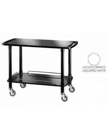 Carrello di servizio in legno due piani colore laccato bianco - cm 110x55x82h