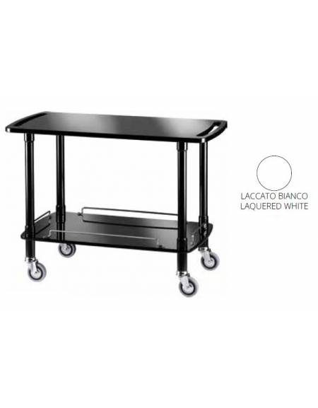 Carrello di servizio in legno due piani colore laccato bianco - cm 110x55x82h