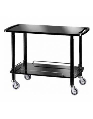 Carrello di servizio in legno due piani colore laccato nero - cm 110x55x82h