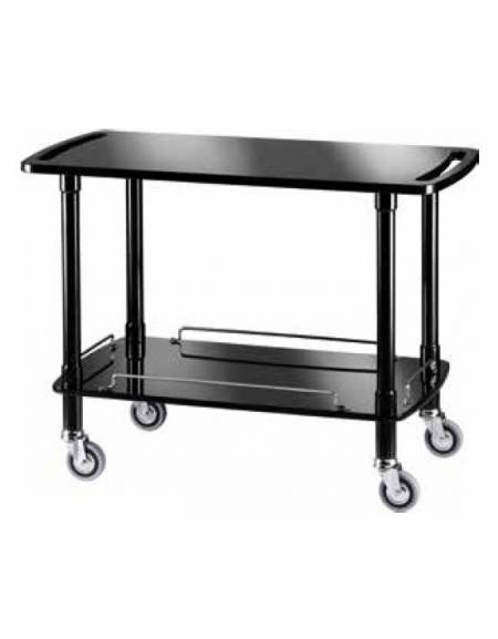 Carrello di servizio in legno due piani colore laccato nero - cm 110x55x82h