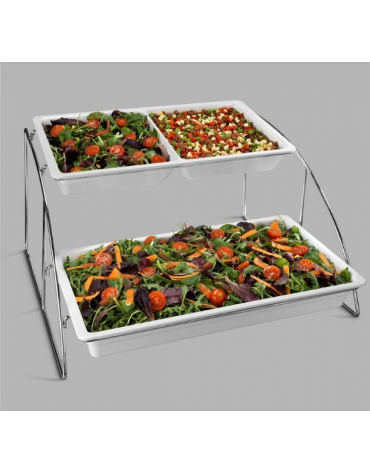 ESPOSITORE 2 RIPIANI PER BACINELLE GASTRONORM GN1/1 (Contenitori non inclusi) - mm 565x525x325h