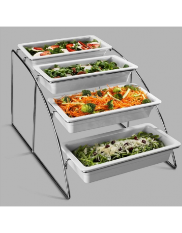 ESPOSITORE 4 RIPIANI PER BACINELLE GASTRONORM GN1/3 (Contenitori non inclusi) - mm 565x525x325h