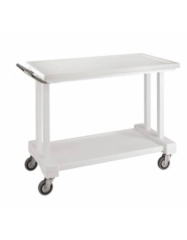 Carrello di servizio in legno massello 2 piani colore Laccato Bianco - cm 81x55x82h