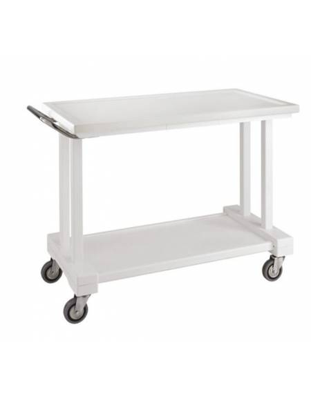 Carrello di servizio in legno massello 2 piani colore Laccato Bianco - cm 81x55x82h