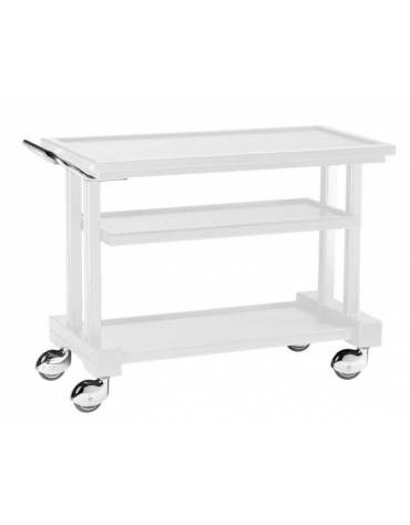 Carrello di servizio in legno massello 3 piani colore Laccato Bianco - cm 81x55x82h