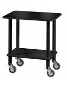 Carrello gueridon - 2 piani in nobilato e struttura in lego massello - colore laccato nero - cm 70x50x78h