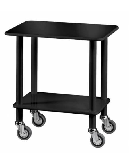 Carrello gueridon - 2 piani in nobilato e struttura in lego massello - colore laccato nero - cm 70x50x78h