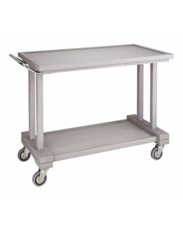 Carrello di servizio in legno massello 2 piani colore Cenere - cm 115x55x82h