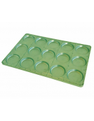 Teglia per hamburger in lamiera alluminata teflonata verde - 15 forme da Ø mm 104/94 - Dimensioni teglia mm 60x40x30h