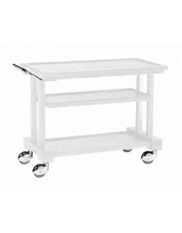 Carrello di servizio in legno massello 3 piani colore Laccato Bianco - cm 115x55x82h