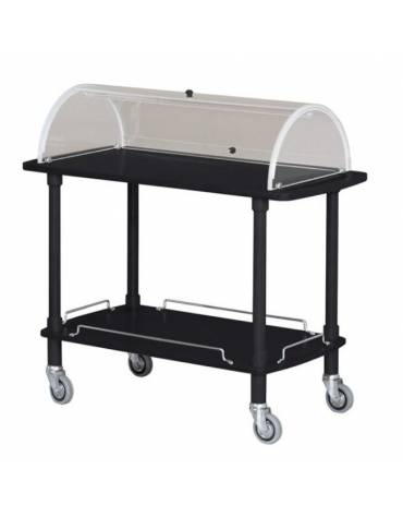 Carrello in legno - 2 piani - colore Carbon con cupola semicilindrica - cm 110x55x107h