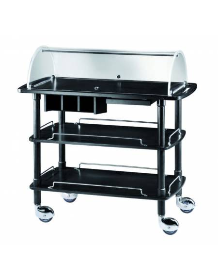 Carrello in legno - 3 piani - colore Carbon con cupola semisferica - cm 110x55x114h