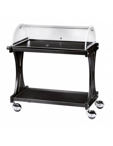 Carrello in legno - 2 piani con cupola squadrata - colore Carbon - cm 86x55x95h
