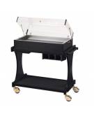 Carrello refrigerato in legno colore Carbon a piastre eutettiche con cupola in plexiglass con vasca cm 106x55x108h