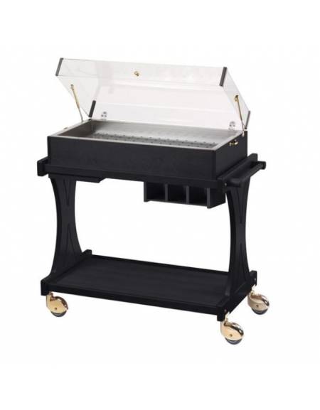 Carrello refrigerato in legno colore Carbon a piastre eutettiche con cupola in plexiglass con vasca cm 106x55x108h