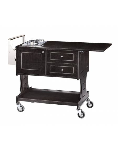 Carrello flambè in legno - Noce o Carbon- 1 fuoco cm 107/145x 58x91h