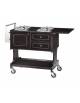 Carrello flambè in legno colore Noce o Carbon - 2 fuochi separati - cm 107/143x58x91h
