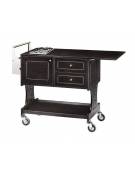 Carrello flambè in legno colore carbon, una piastra a due fuochi - cm 107/145x 58x91 h