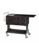 Carrello flambè in legno colore carbon, una piastra a due fuochi - cm 107/145x 58x91h