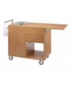 Carrello flambè in legno - noce o wengè - 1 fuoco cm 105/137 x 57 x91h