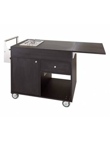 Carrello flambè un fuoco colore Carbon - cm 105/137 x 57 x91h