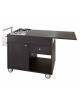 Carrello flambè in legno colore carbon - 1 piastra a due fuochi - cm 105/137x57x91h