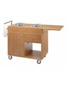 Carrello Flambè 2 fuochi separati colore Noce - 107/145x58x85(h)