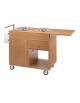 Carrello Flambè in legno colore Noce - 2 fuochi separati - cm 105/137x57x91h
