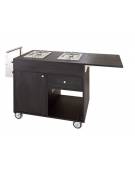 Carrello flambè in legno colore Carbon - 2 fuochi separati - cm 105/137x57x91(h)