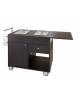 Carrello flambè in legno colore Carbon - 2 fuochi separati - cm 105/137x57x91h