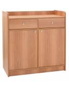 Mobile di servizio da sala basso in legno colore  noce -  2 sportelli - 2 cassetti - cm 95x49x99h