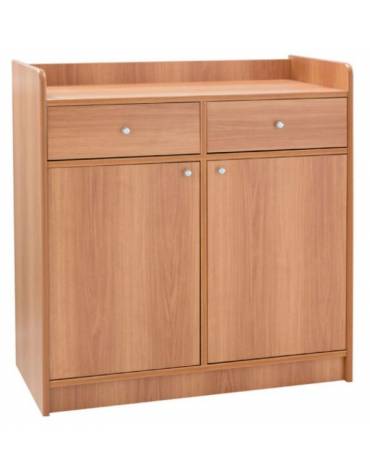 Mobile di servizio da sala basso in legno colore  noce -  2 sportelli - 2 cassetti - cm 95x49x99h