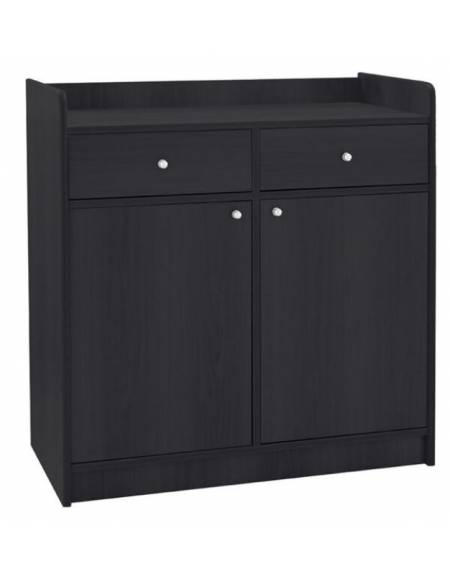 Mobile di servizio da sala basso in legno colore Carbon - 2 sportelli - 2 cassetti - cm 95x49x99h