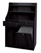 Mobile di servizio da sala in legno colore carbon - 1 sportello + 1 tramoggia + 2 cassetti cm 95x49x144h