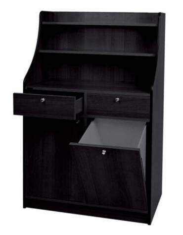 Mobile di servizio da sala in legno colore carbon - 1 sportello + 1 tramoggia + 2 cassetti cm 95x49x144h