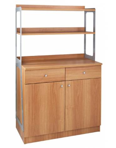 Mobile di servizio da sala alto a due ante 2 cassetti + 2 sportelli colore noce - cm 90x48x155h